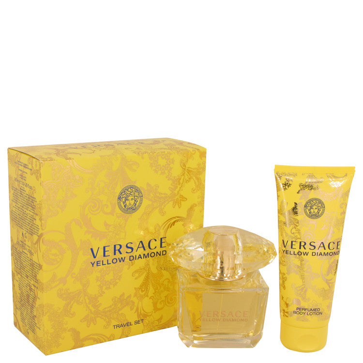 Versace Yellow Diamond Gift Set - 3 oz Eau De Toilette Spray + 3.4 oz Body lotion by Versace --
