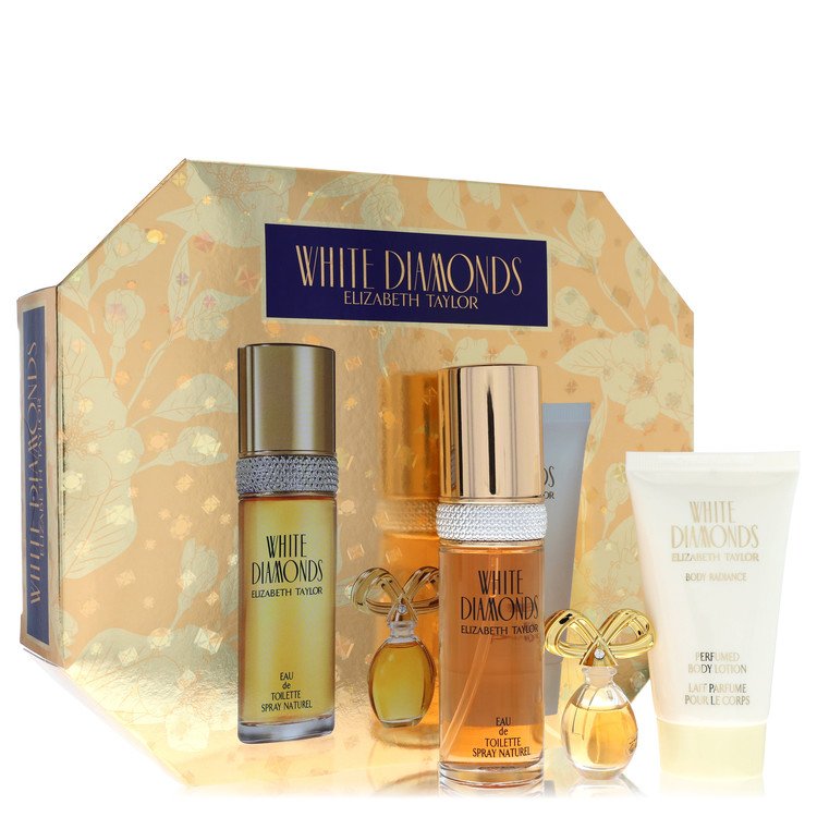 White Diamonds Gift Set - 1 oz Eau De Toilette Spray + .12 oz Min EDP + 1.7 oz Body Lotion by Elizabeth Taylor --