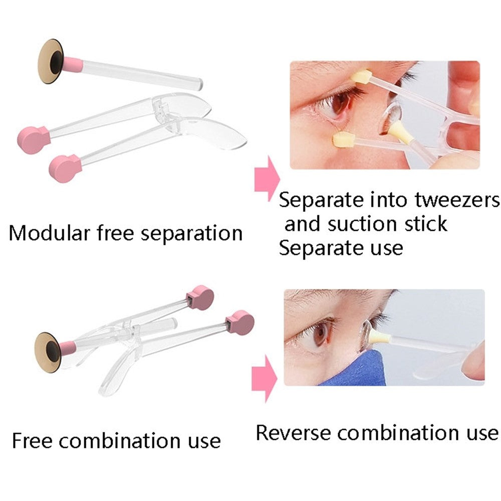 2 in 1 Portable Clip and Silicone Suction Stick Contact Lens Wearing Picking Auxiliary Tool (BPA Free, FDA Certified)