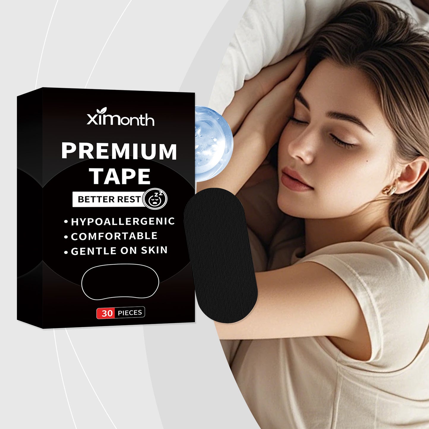 XIMONTH 30PCS Anti Snoring Strips Sleep Aid Mouth Tape Breathable Mouse Strips for Breathing & Sleeping