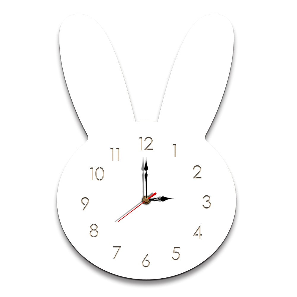 Cute Rabbit Decorative Quartz Wall Clock Battery Operated Silent Clock for Living Room, Bedroom