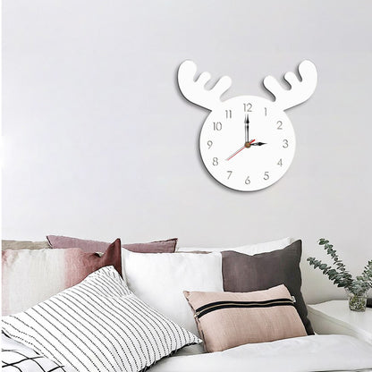 Cute Moose Decorative Quartz Wall Clock Battery Operated Silent Clock for Living Room, Bedroom