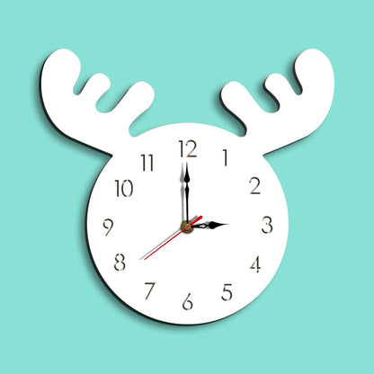 Cute Moose Decorative Quartz Wall Clock Battery Operated Silent Clock for Living Room, Bedroom