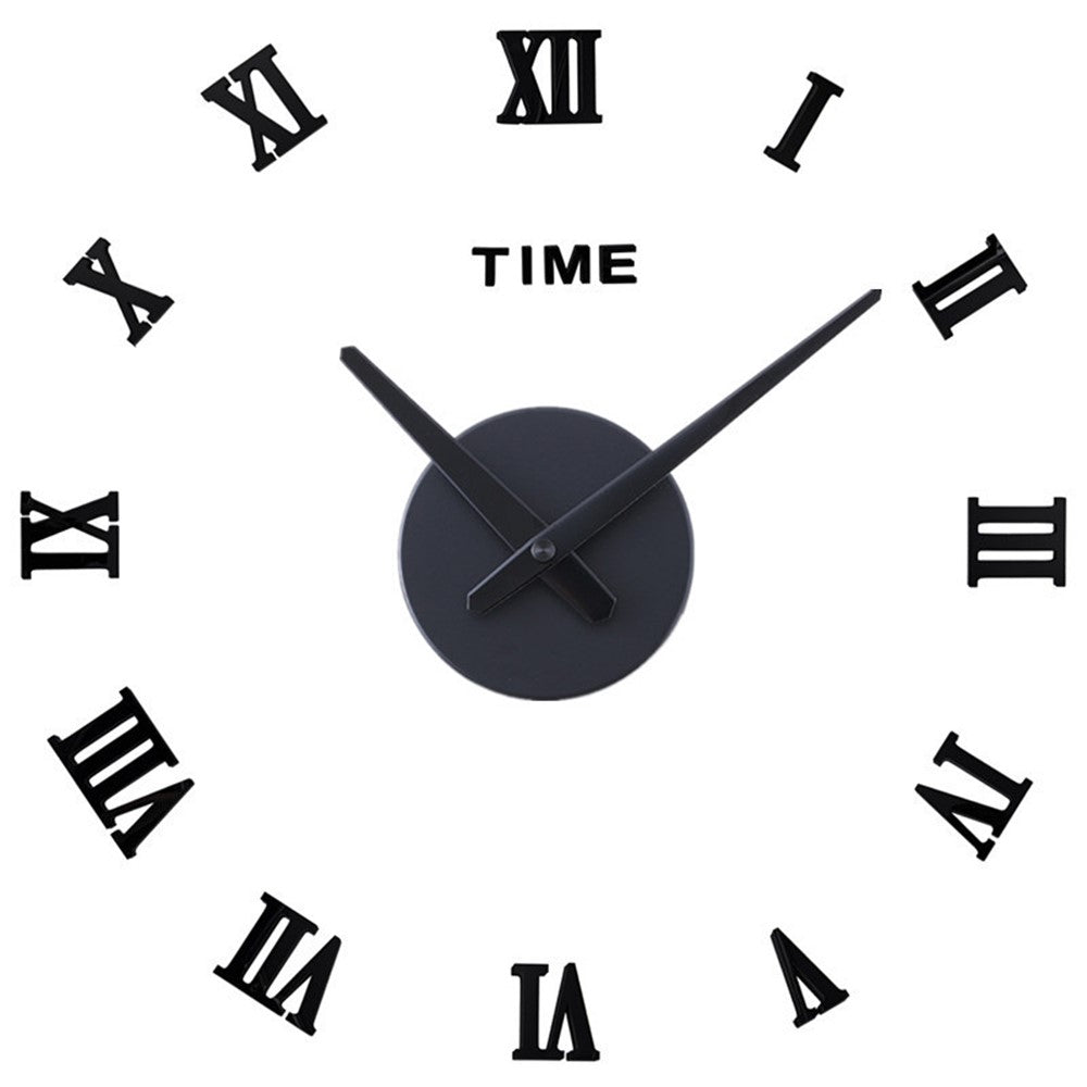 Frameless DIY Wall Clock 3D Acrylic Sticker Roman Numbers Wall Clock