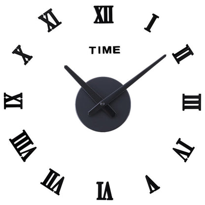 Frameless DIY Wall Clock 3D Acrylic Sticker Roman Numbers Wall Clock