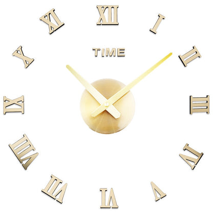 Frameless DIY Wall Clock 3D Acrylic Sticker Roman Numbers Wall Clock
