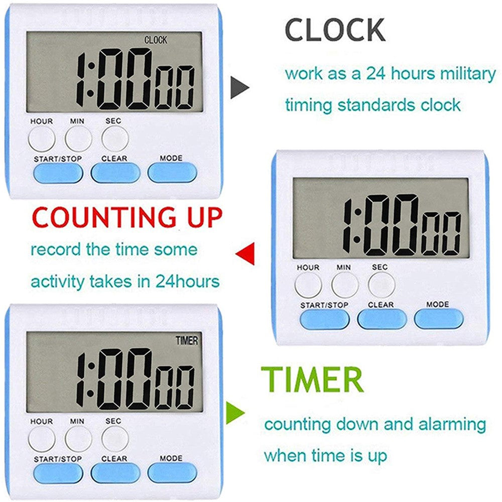 Magnetic Large LCD Digital Kitchen Timer with Loud Alarm Count Up & Down Clock 24 Hours Kitchen Timer