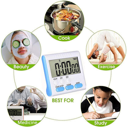 Magnetic Large LCD Digital Kitchen Timer with Loud Alarm Count Up & Down Clock 24 Hours Kitchen Timer