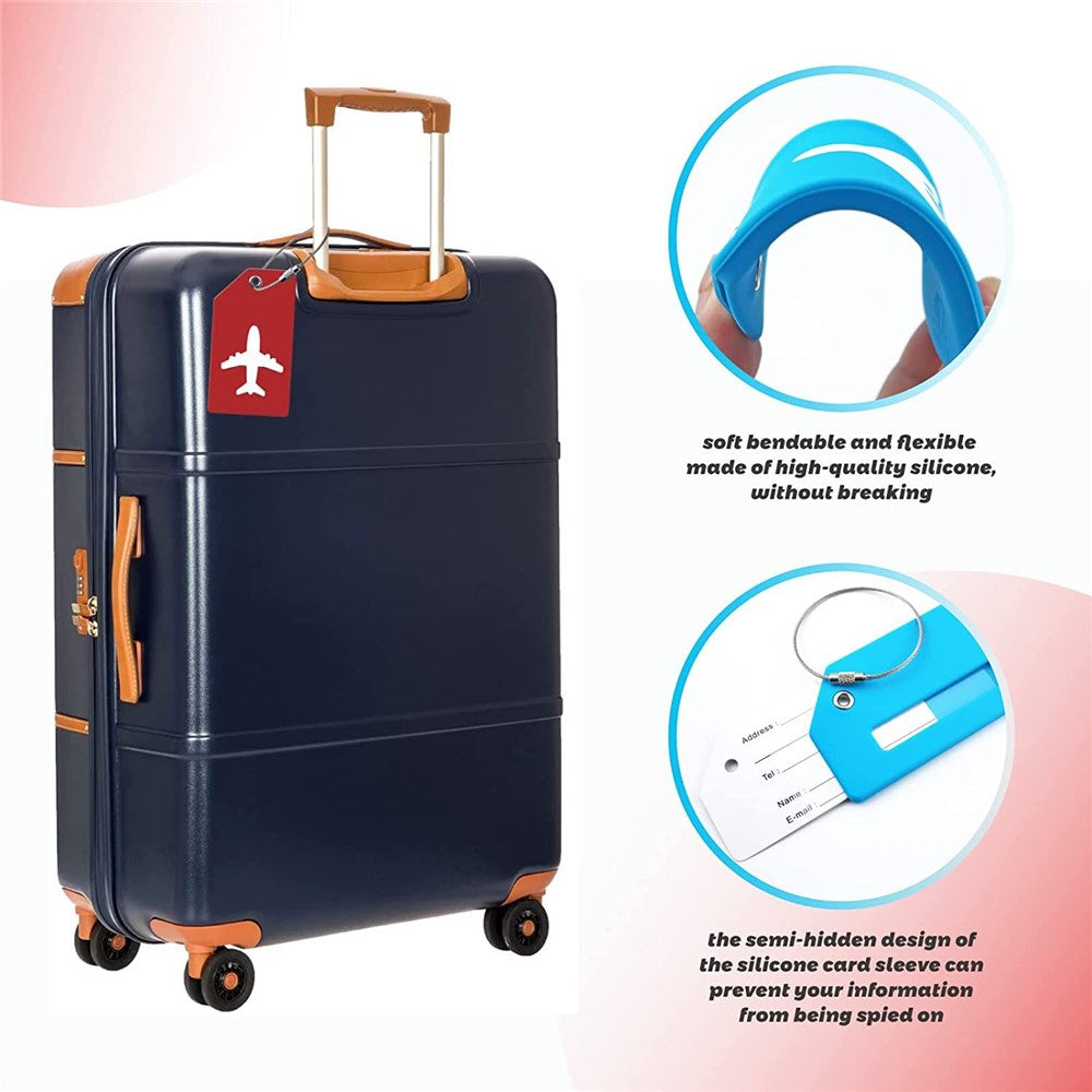 5Pcs Flexible Silicone Luggage Tags Travel ID Card Sleeve Trolley Case Labels