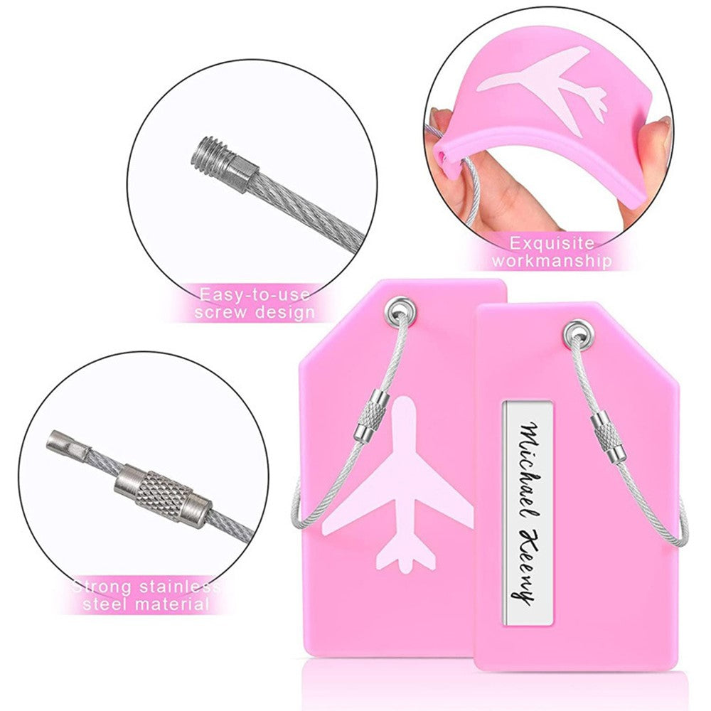 5Pcs Flexible Silicone Luggage Tags Travel ID Card Sleeve Trolley Case Labels