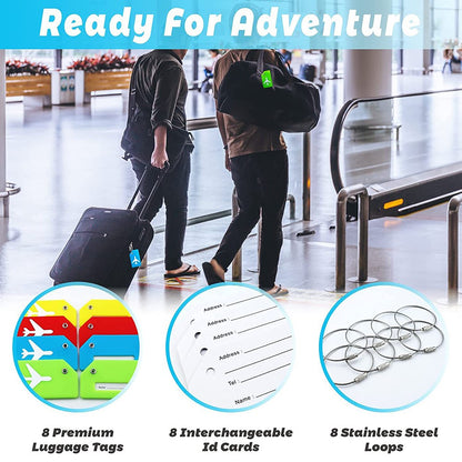 5Pcs Flexible Silicone Luggage Tags Travel ID Card Sleeve Trolley Case Labels