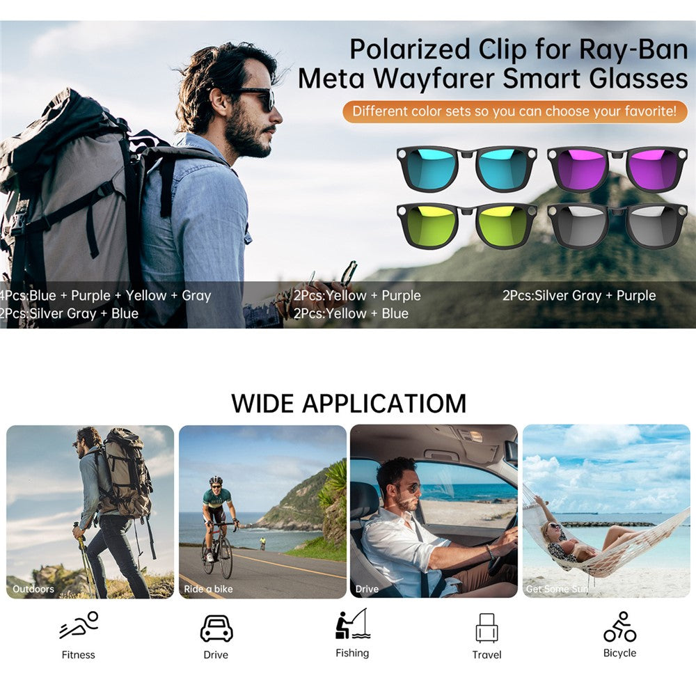 1 Pair Polarized Lenses Replacement For Ray-Ban Meta Wayfarer RW4008 Smart Eyewear Attachment
