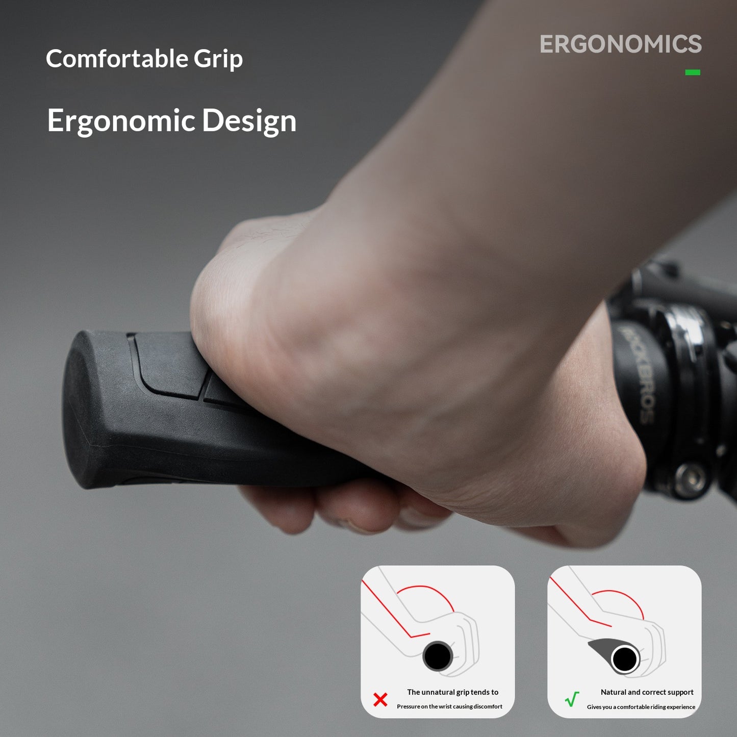 ROCKBROS G326PL Bike Handlebar Grips Shock Absorbing Lock-On Handle Grips for Mountain Road Bicycle