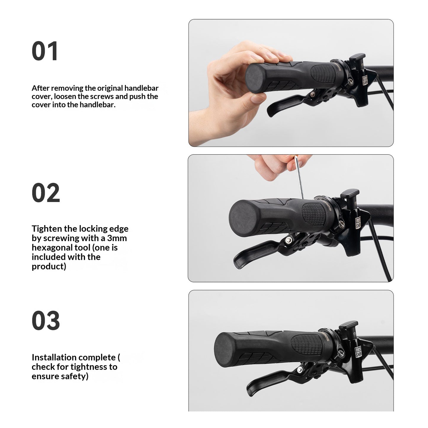 ROCKBROS G326PL Bike Handlebar Grips Shock Absorbing Lock-On Handle Grips for Mountain Road Bicycle