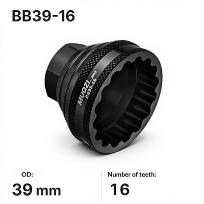 MUQZI Bike Bottom Bracket Removal Tool Aluminum Alloy Hollow Threaded 16-Tooth BB Socket Wrench