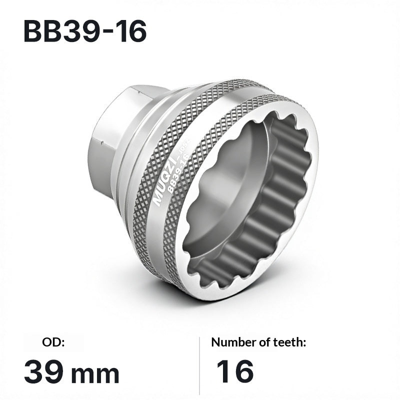 MUQZI Bike Bottom Bracket Removal Tool Aluminum Alloy Hollow Threaded 16-Tooth BB Socket Wrench