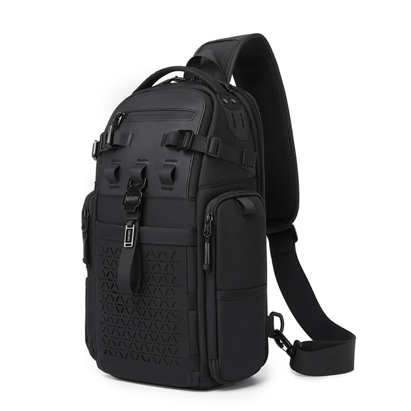 OZUKO 9844 Tactical Chest Bag Waterproof Oxford Cloth Geometric Design Crossbody Bag for Outdoor Sports