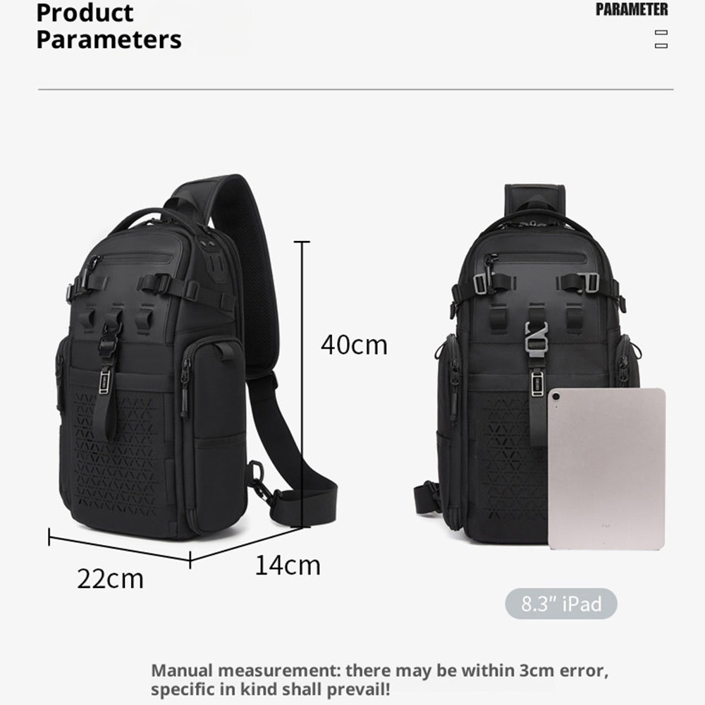 OZUKO 9844 Tactical Chest Bag Waterproof Oxford Cloth Geometric Design Crossbody Bag for Outdoor Sports
