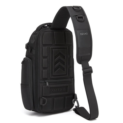 OZUKO 9844 Tactical Chest Bag Waterproof Oxford Cloth Geometric Design Crossbody Bag for Outdoor Sports