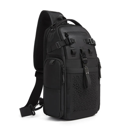 OZUKO 9844 Tactical Chest Bag Waterproof Oxford Cloth Geometric Design Crossbody Bag for Outdoor Sports