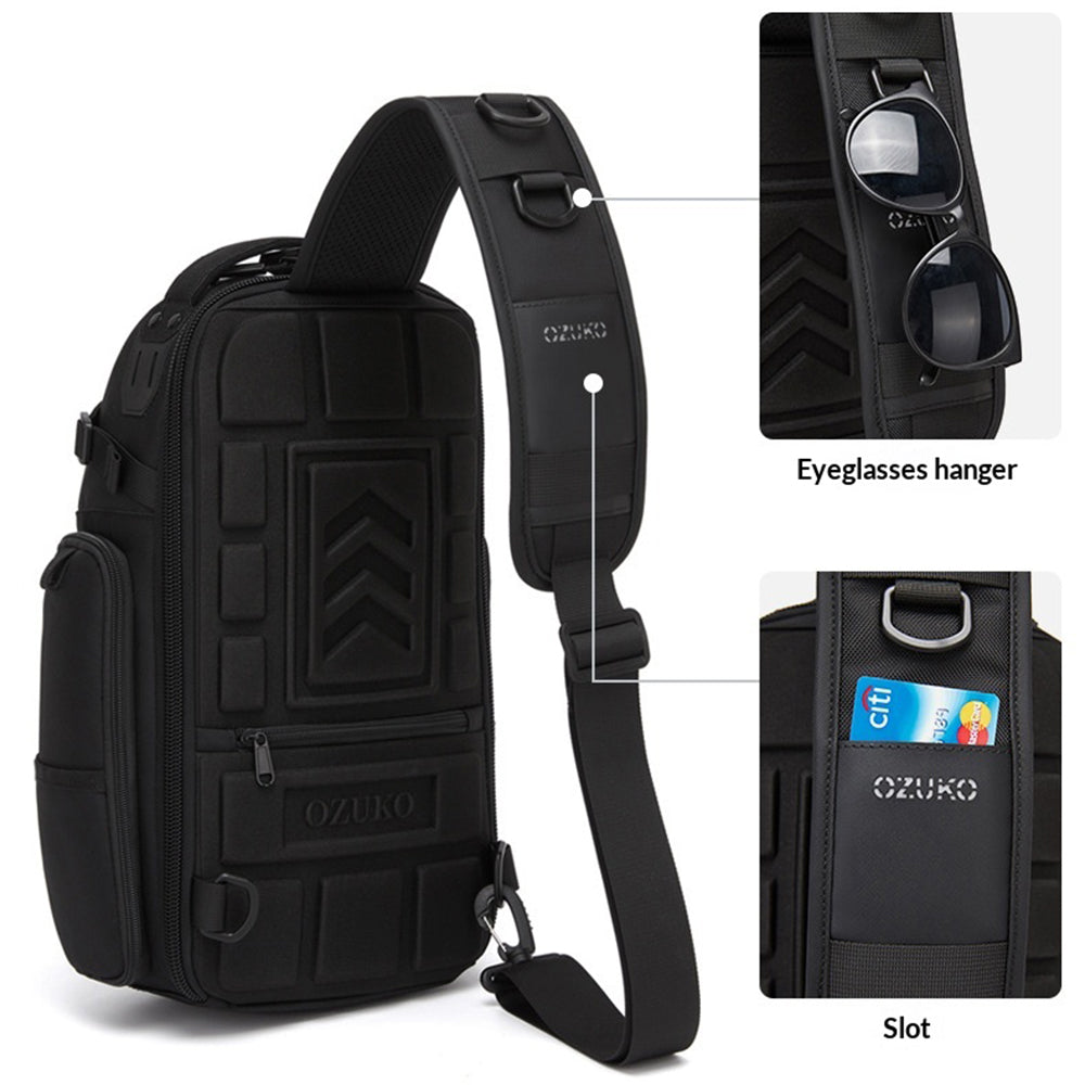 OZUKO 9844 Tactical Chest Bag Waterproof Oxford Cloth Geometric Design Crossbody Bag for Outdoor Sports