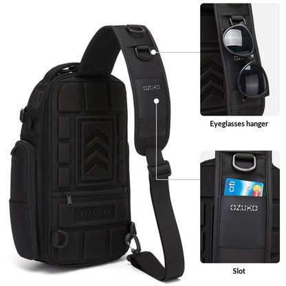 OZUKO 9844 Tactical Chest Bag Waterproof Oxford Cloth Geometric Design Crossbody Bag for Outdoor Sports