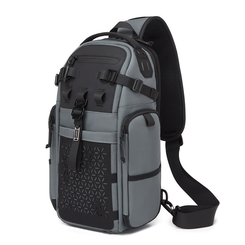 OZUKO 9844 Tactical Chest Bag Waterproof Oxford Cloth Geometric Design Crossbody Bag for Outdoor Sports