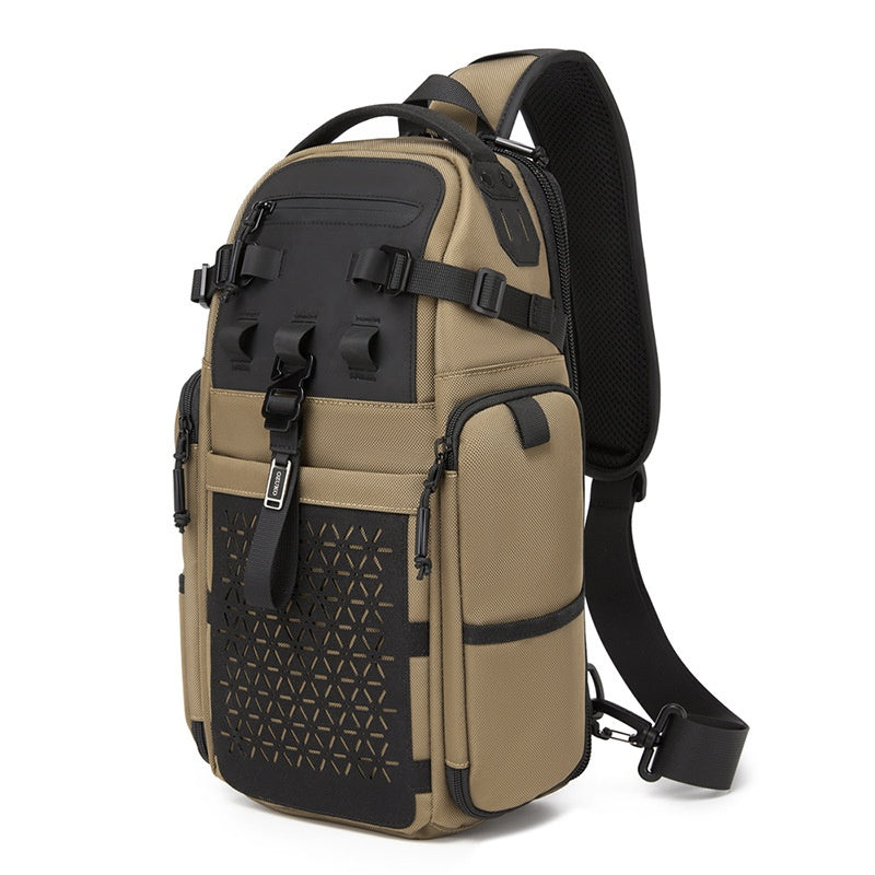 OZUKO 9844 Tactical Chest Bag Waterproof Oxford Cloth Geometric Design Crossbody Bag for Outdoor Sports