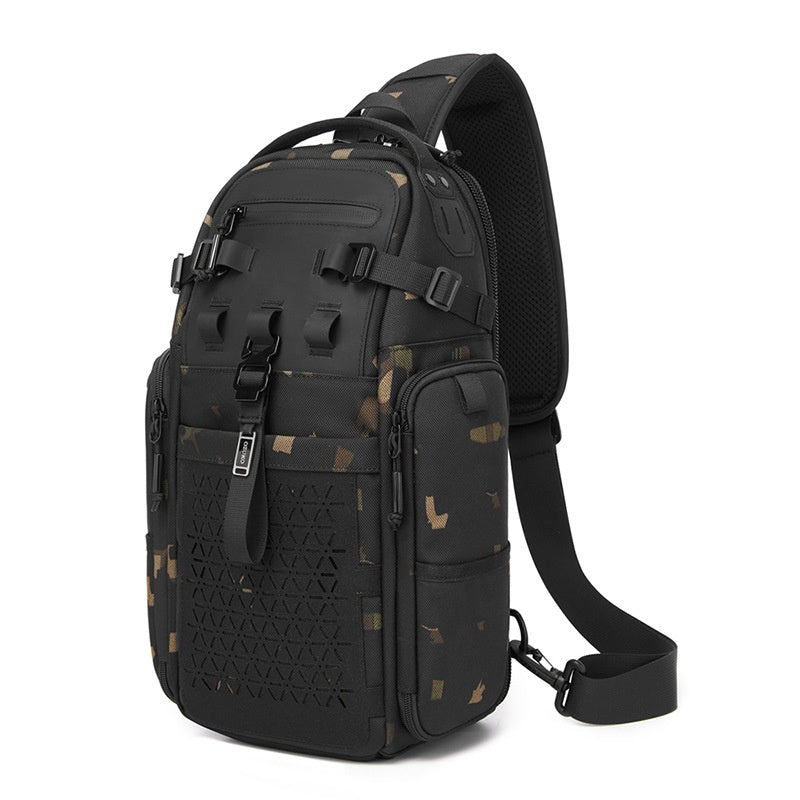 OZUKO 9844 Tactical Chest Bag Waterproof Oxford Cloth Geometric Design Crossbody Bag for Outdoor Sports