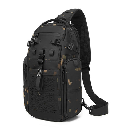 OZUKO 9844 Tactical Chest Bag Waterproof Oxford Cloth Geometric Design Crossbody Bag for Outdoor Sports