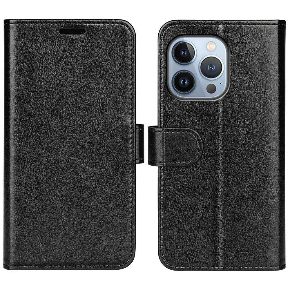 For iPhone 14 Pro Max 6.7 inch PU Leather Crazy Horse Texture Shakeproof Soft TPU Phone Case Wallet Stand Function Magnetic Closure Flip Cover