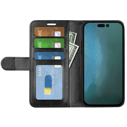 For iPhone 14 Pro Max 6.7 inch PU Leather Crazy Horse Texture Shakeproof Soft TPU Phone Case Wallet Stand Function Magnetic Closure Flip Cover