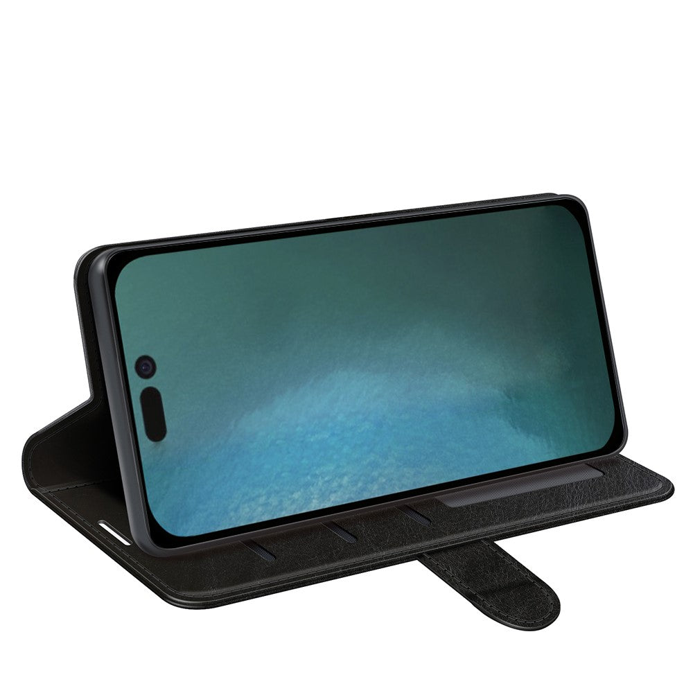 For iPhone 14 Pro Max 6.7 inch PU Leather Crazy Horse Texture Shakeproof Soft TPU Phone Case Wallet Stand Function Magnetic Closure Flip Cover