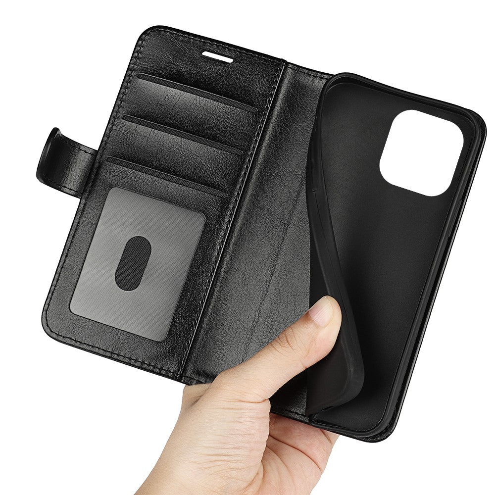 For iPhone 14 Pro Max 6.7 inch PU Leather Crazy Horse Texture Shakeproof Soft TPU Phone Case Wallet Stand Function Magnetic Closure Flip Cover