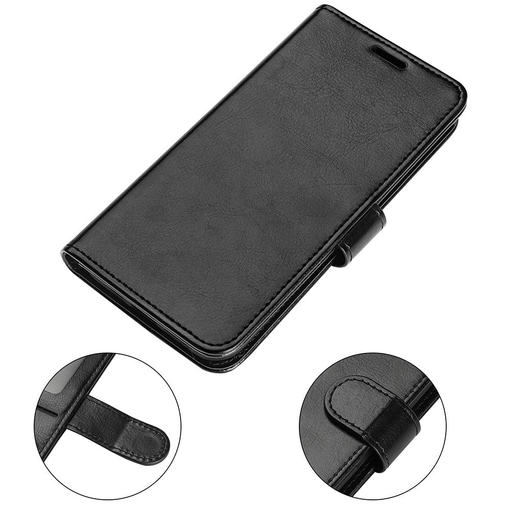 For iPhone 14 Pro Max 6.7 inch PU Leather Crazy Horse Texture Shakeproof Soft TPU Phone Case Wallet Stand Function Magnetic Closure Flip Cover