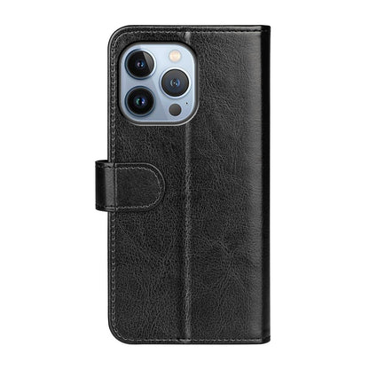 For iPhone 14 Pro Max 6.7 inch PU Leather Crazy Horse Texture Shakeproof Soft TPU Phone Case Wallet Stand Function Magnetic Closure Flip Cover