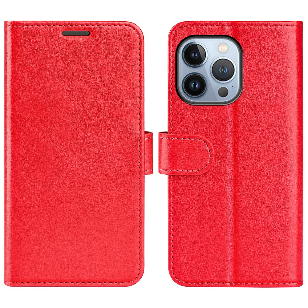 For iPhone 14 Pro Max 6.7 inch PU Leather Crazy Horse Texture Shakeproof Soft TPU Phone Case Wallet Stand Function Magnetic Closure Flip Cover