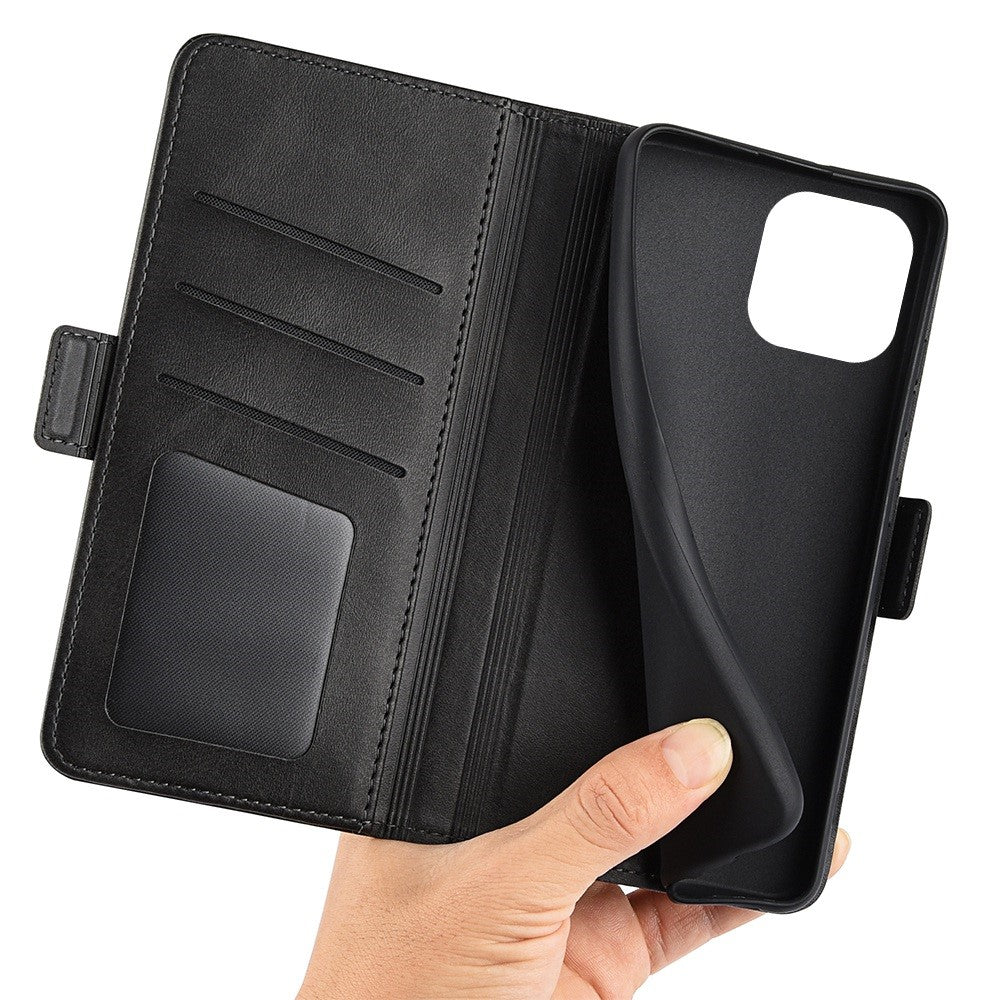 For iPhone 14 Pro Max 6.7 inch Textured PU Leather Wallet Case Double Magnetic Clasp Durable Shockproof Stand Flip Cover