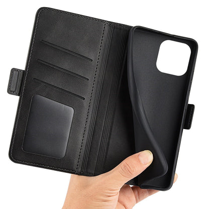 For iPhone 14 Pro Max 6.7 inch Textured PU Leather Wallet Case Double Magnetic Clasp Durable Shockproof Stand Flip Cover