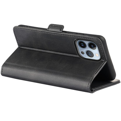 For iPhone 14 Pro Max 6.7 inch Textured PU Leather Wallet Case Double Magnetic Clasp Durable Shockproof Stand Flip Cover