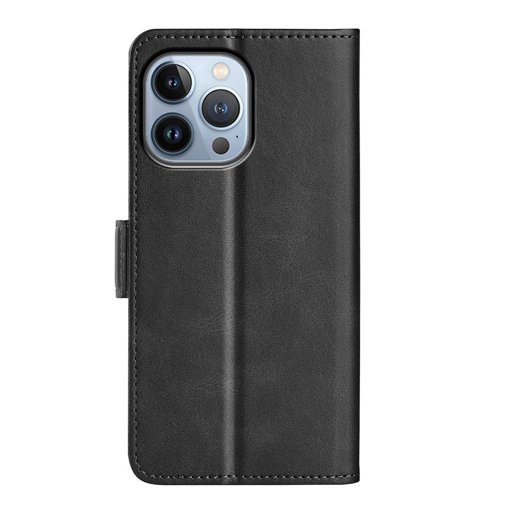 For iPhone 14 Pro Max 6.7 inch Textured PU Leather Wallet Case Double Magnetic Clasp Durable Shockproof Stand Flip Cover
