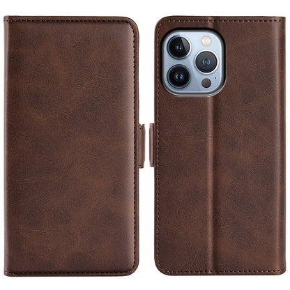 For iPhone 14 Pro Max 6.7 inch Textured PU Leather Wallet Case Double Magnetic Clasp Durable Shockproof Stand Flip Cover