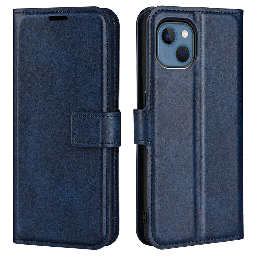 For iPhone 14 Plus 6.7 inch Textured PU Leather Side Magnetic Closure Phone Case Wallet Stand Shell