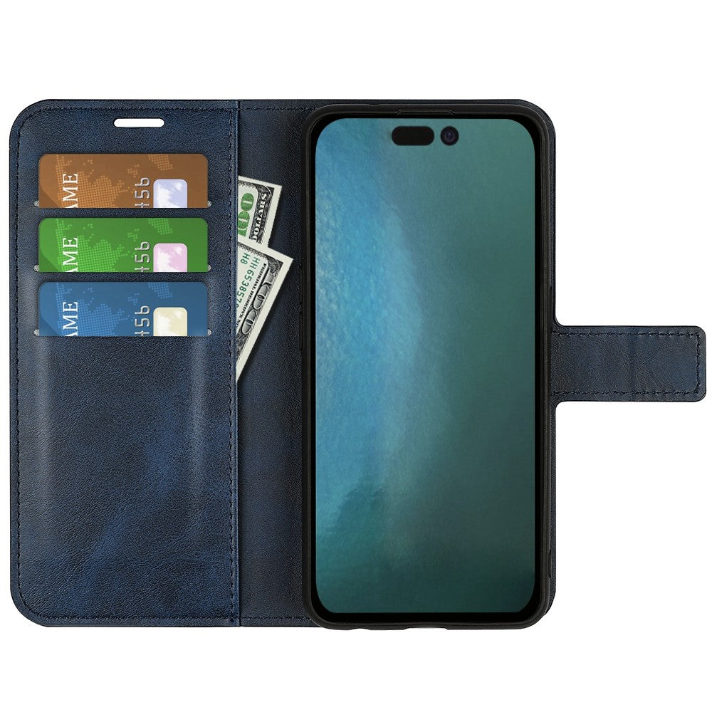 For iPhone 14 Plus 6.7 inch Textured PU Leather Side Magnetic Closure Phone Case Wallet Stand Shell