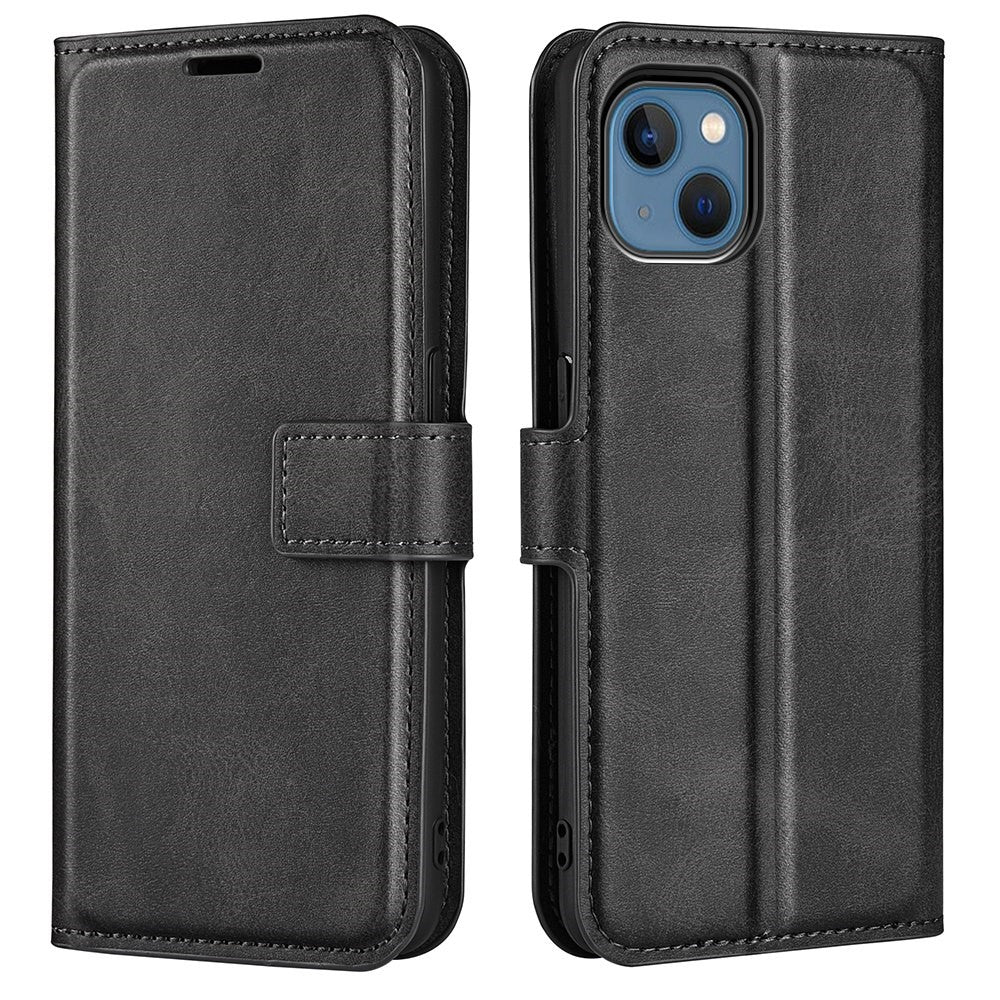 For iPhone 14 Plus 6.7 inch Textured PU Leather Side Magnetic Closure Phone Case Wallet Stand Shell