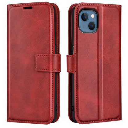 For iPhone 14 Plus 6.7 inch Textured PU Leather Side Magnetic Closure Phone Case Wallet Stand Shell