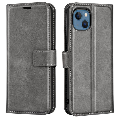 For iPhone 14 Plus 6.7 inch Textured PU Leather Side Magnetic Closure Phone Case Wallet Stand Shell