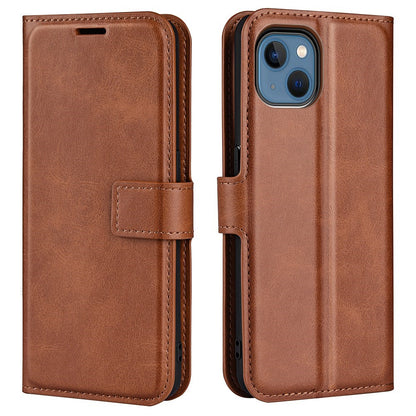For iPhone 14 Plus 6.7 inch Textured PU Leather Side Magnetic Closure Phone Case Wallet Stand Shell