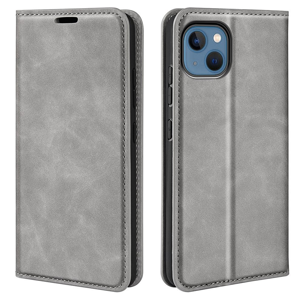 For iPhone 14 Plus 6.7 inch Skin Touch Feeling Folio Flip Leather Case Mobile Phone Stand Wallet Protective Cover