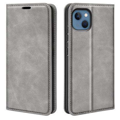 For iPhone 14 Plus 6.7 inch Skin Touch Feeling Folio Flip Leather Case Mobile Phone Stand Wallet Protective Cover